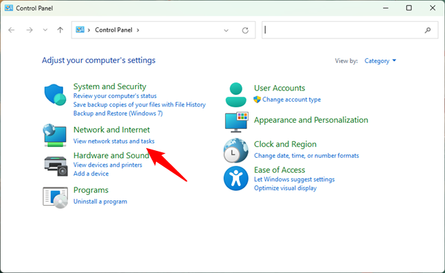 View network status and tasks in Control Panel