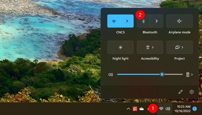 Enable Bluetooth in Windows 11 from the quick settings