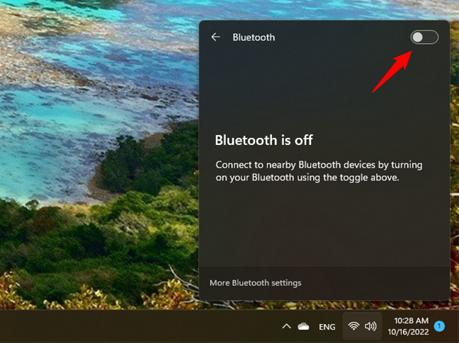 Activate Bluetooth from the list of devices in Quick Settings