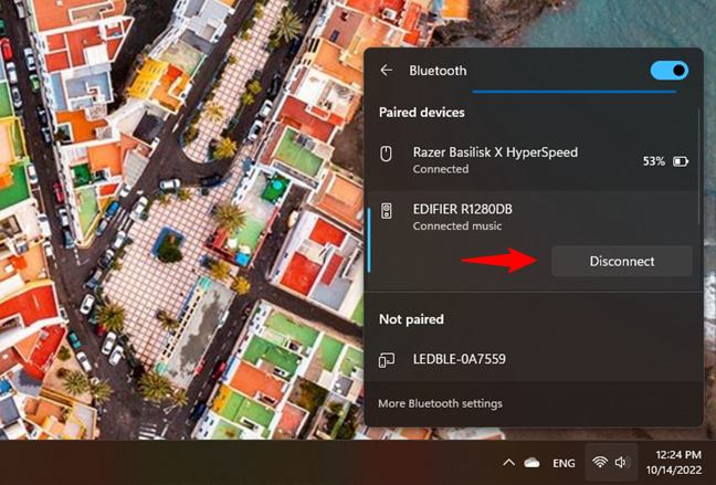 How to disconnect a Bluetooth device from Windows 11