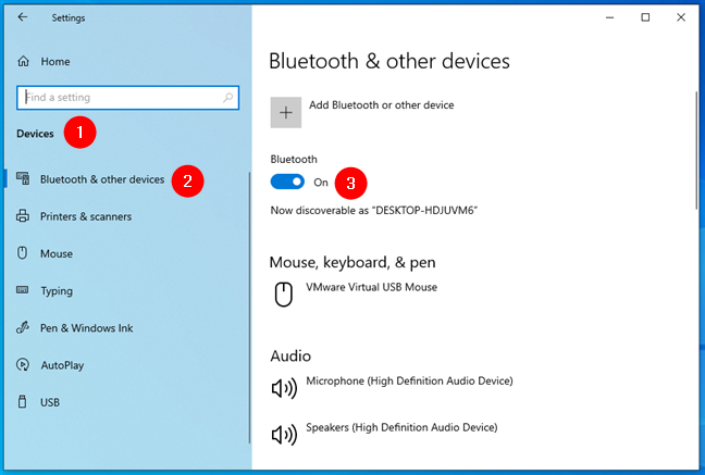 Turning on Bluetooth on a Windows 10 PC