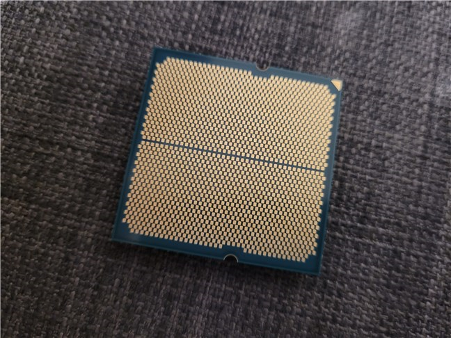 The contacts on the AMD Ryzen 9 7900X CPU