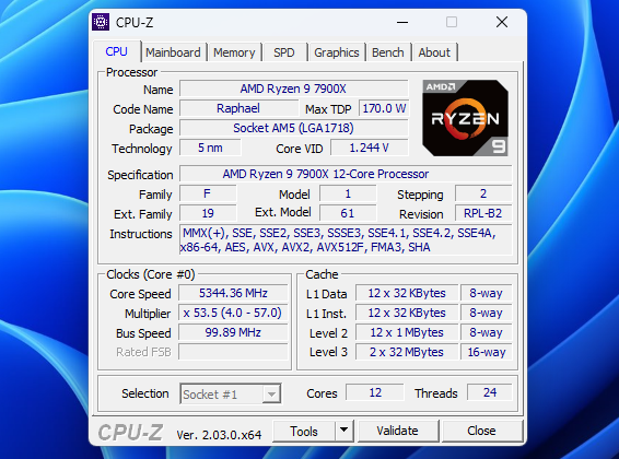 AMD Ryzen™ 9 7900X Desktop Processors