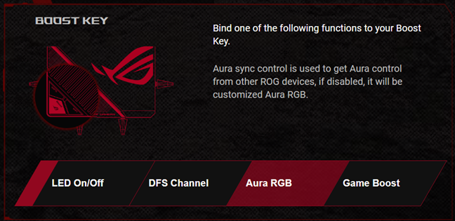 You can configure the Boost button to control the Aura RGB