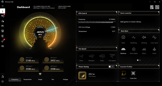 The Armoury Crate app is useful