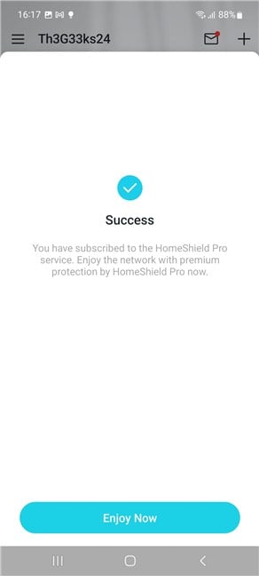 You have subscribed to HomeShield Pro
