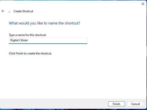 Name the shortcut using the website you want to pin