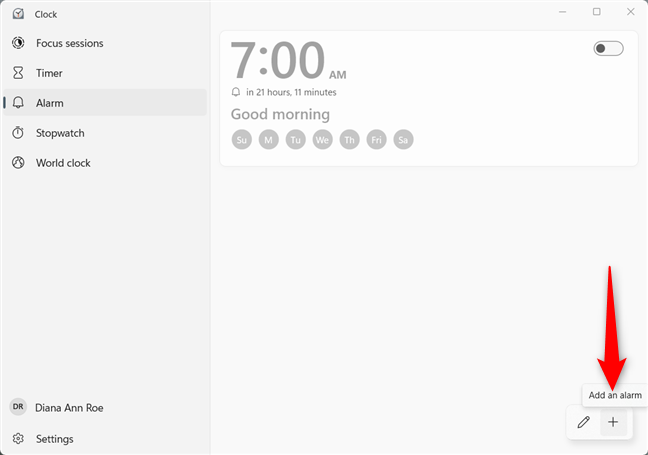 Add an alarm in Windows 10 and Windows 11