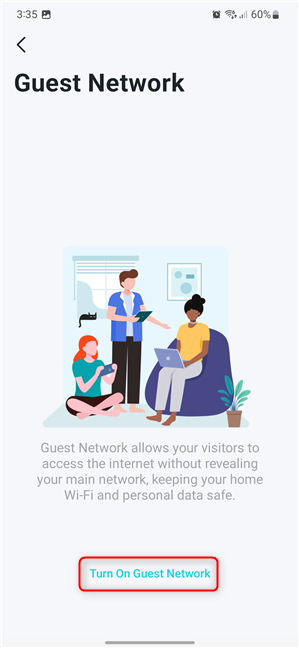 Press Turn On Guest Network.