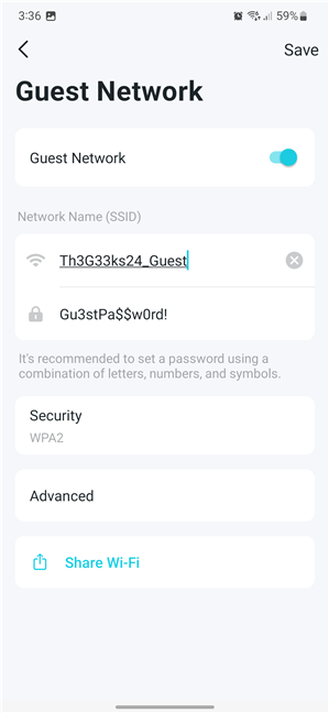 Guest Network settings