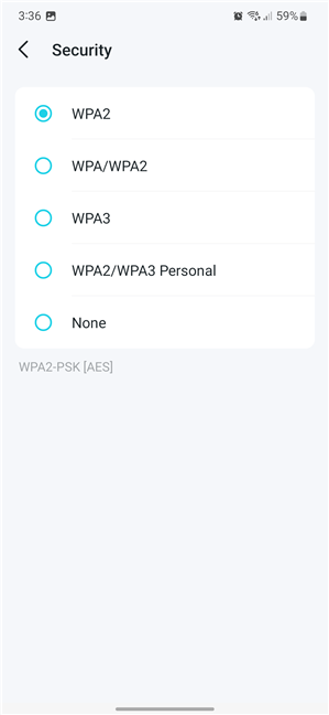 Select the type of security you use