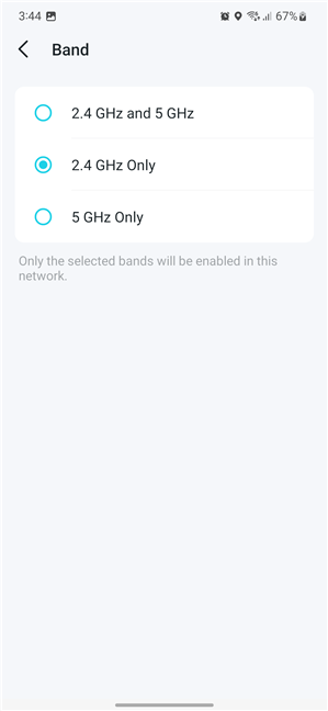 Choose the band over which the guest network is broadcast