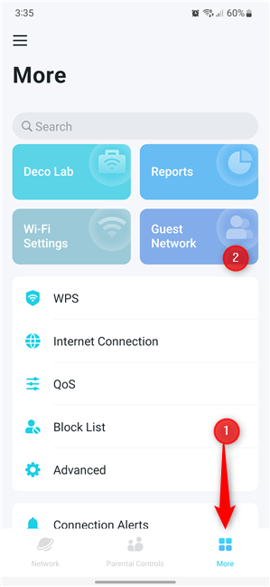 Press More > Guest Network