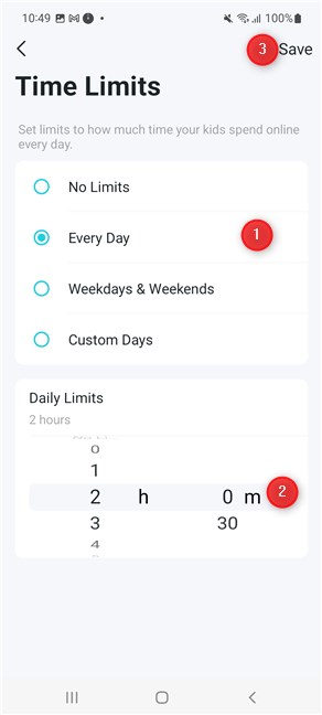 Set time limits