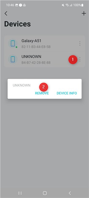 Remove a device from the list