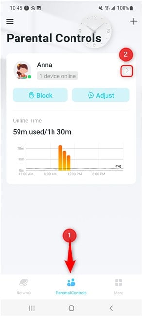 Access Parental Controls and then the profile you want to set up