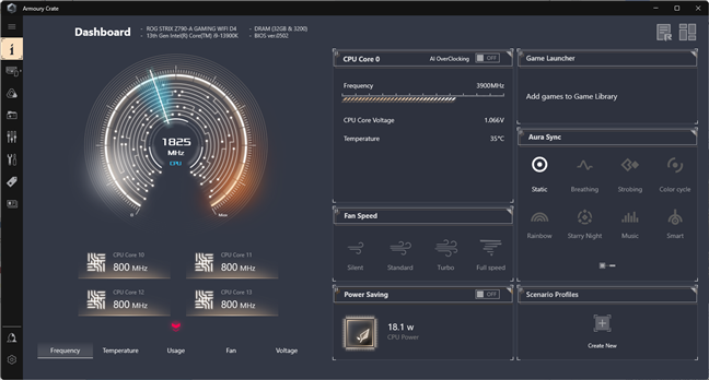 The Armoury Crate software