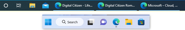 Windows 10 (up) allows you to ungroup taskbar icons, while Windows 11 (down) doesn't