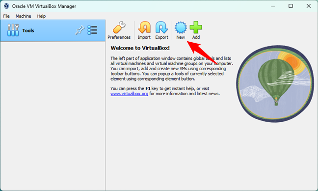 Create a new virtual machine in Oracle VirtualBox