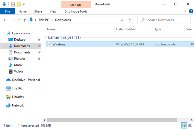 Navigate to the ISO file in File Explorer