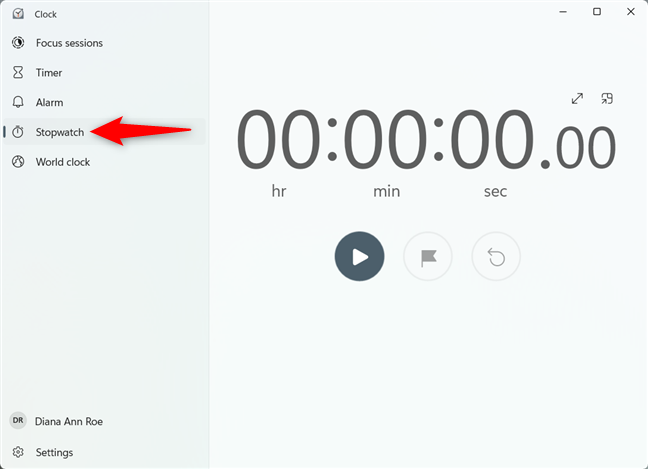Access the Stopwatch in Windows 10 or Windows 11