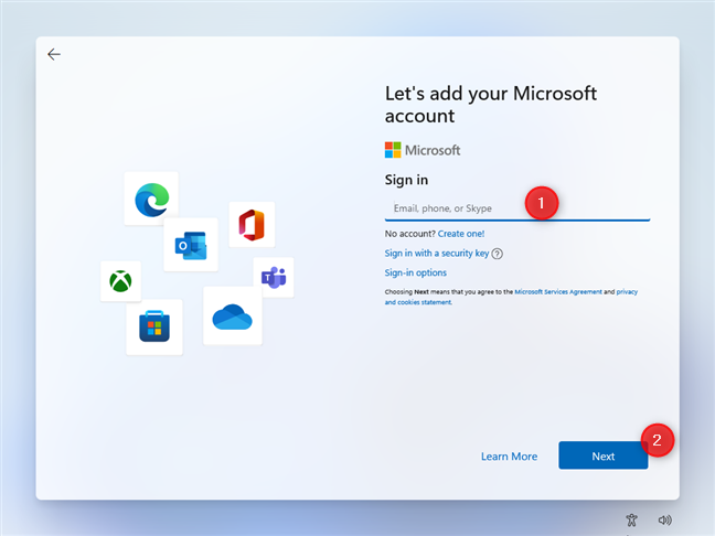 Type your Microsoft account and press Next