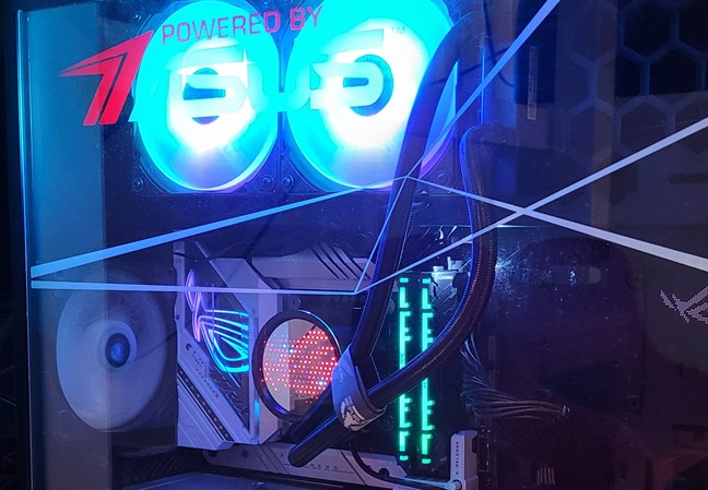 The ASUS ROG Ryuo III 240 ARGB AIO cooler running in a PC