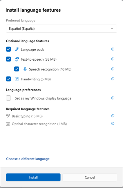 Choose the language features you want and press Install