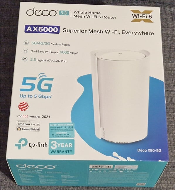The packaging for the TP-Link Deco X80-5G looks great