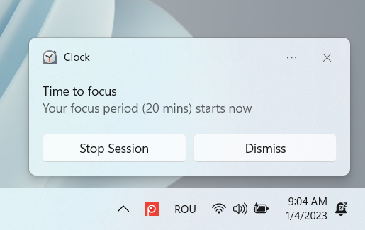 You get an alert when your next focus period starts