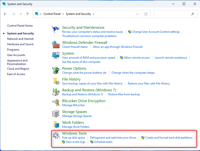 Open Control Panel > System and Security