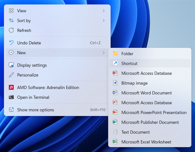Create a new shortcut