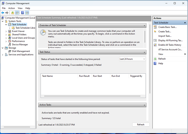 Double-click on Task Scheduler on the left