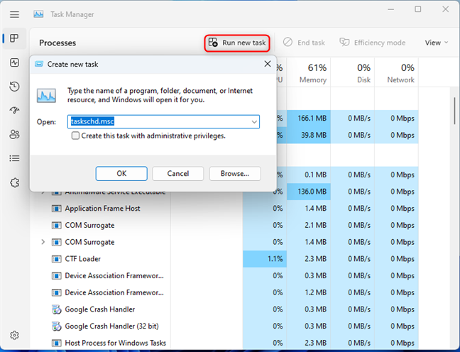 Choose Run new task and type taskschd.msc