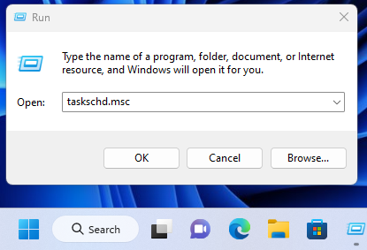 Open taskschd.msc in the Run window