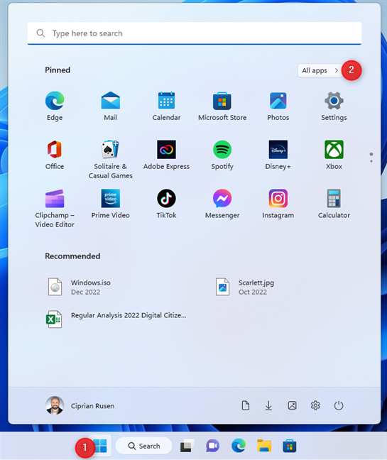 In Windows 11, open the Start Menu and go to All apps