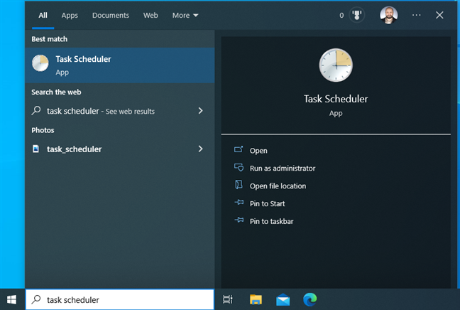In Windows 10, search for task scheduler