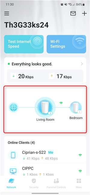 Tap on the network map