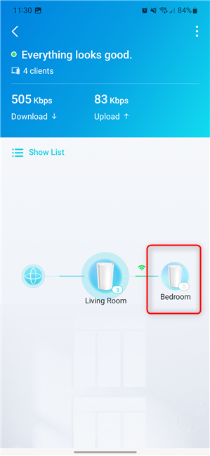 Tap on the TP-Link Deco unit you want to reset