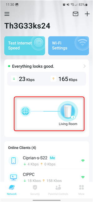 Tap on the network map