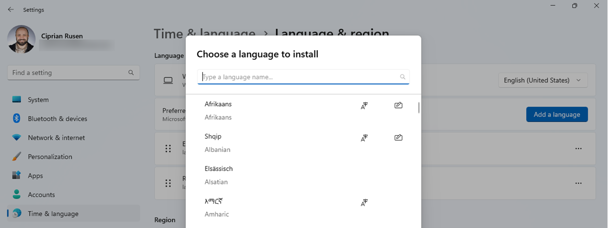 Windows 11 language