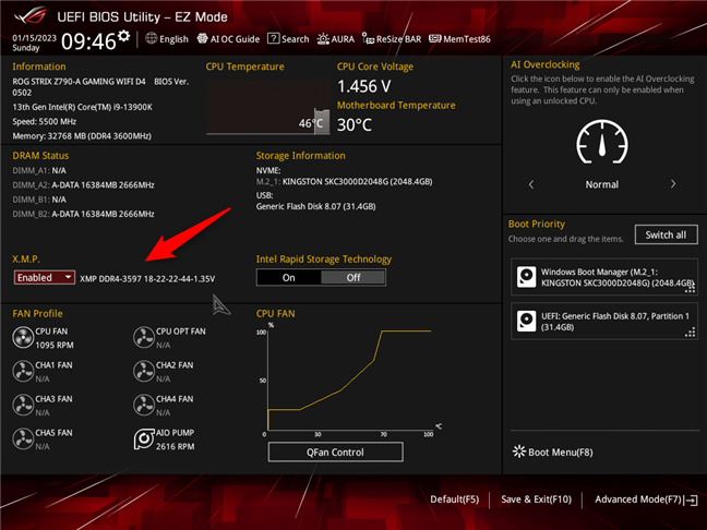 ADATA XPG Spectrix D50 DDR4 RGB supports Intel XMP 2.0