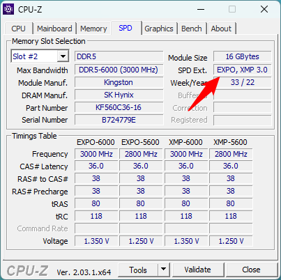 Use CPU-Z to find out if your DDR5 RAM supports AMD EXPO