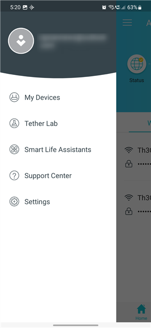Alexa and IFTT integration are configured from the Tether app