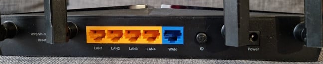 The ports on the back of the router