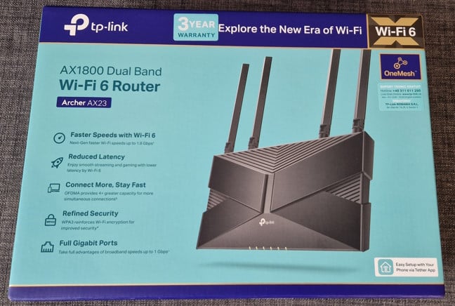 The packaging used for TP-Link Archer AX23
