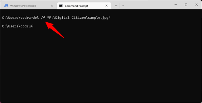 How to delete a read-only file in Command Prompt