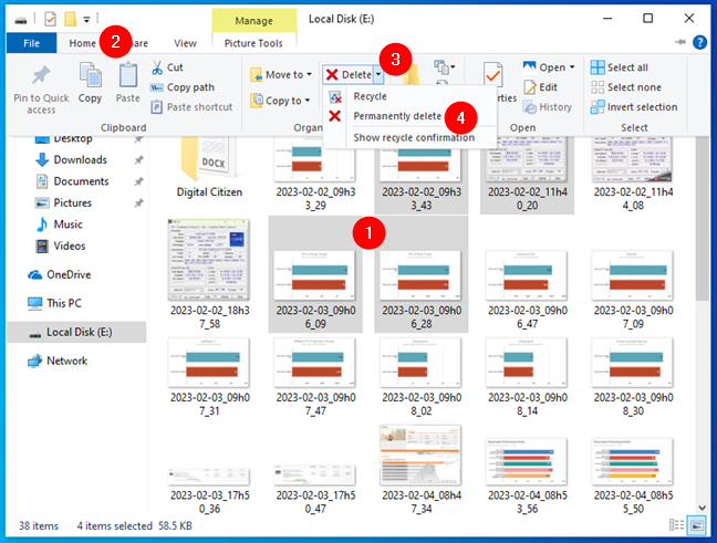 How to permanently delete files in Windows 10 from the File Explorerâ€™s Home tab