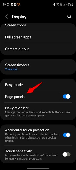 How to access the Samsung Edge panels settings