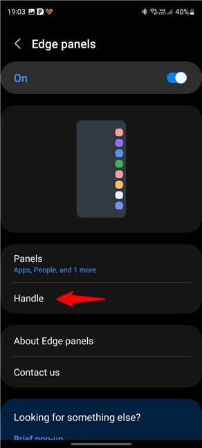 The Handle settings for Edge Panels